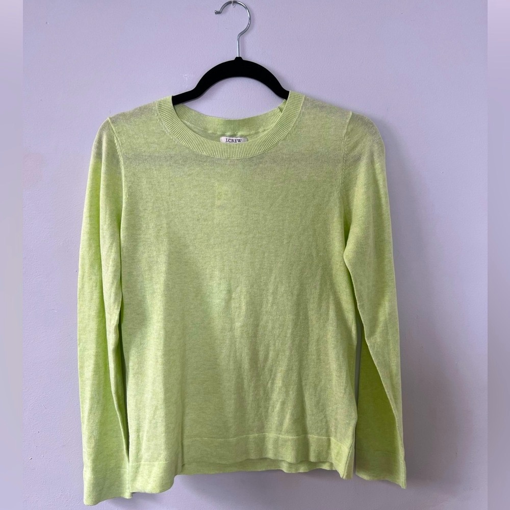 J.Crew Cotton Pullover Teddie Crewneck Sweater – Size S, Key Lime Green, NWT